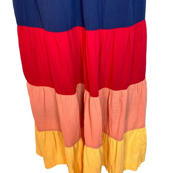 Old Navy Sleeveless Tasseled Navy Colorblock All-Day Maxi Swing Dress Size L NWT - Picture 5 of 10